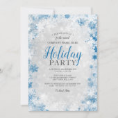 Invitation Silver Blue Snowflake Corporate Fête (Devant)