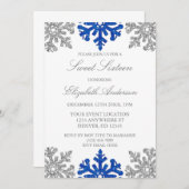 Invitation Silver Blue Snowflake hiver Sweet 16 (Devant / Derrière)