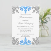 Invitation Silver Blue Snowflake Quinceanera hiver (Debout devant)