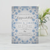 Invitation Silver Blue Snowflakes (Debout devant)