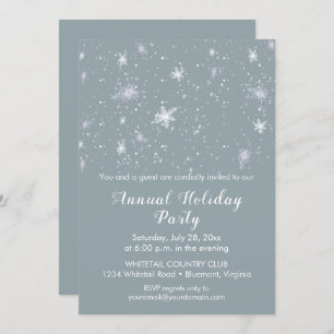 Invitation Silver Blue Snowflakes Fête de Noël de neige