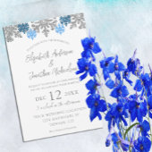 Invitation Silver Blue Snowflakes Mariage d'hiver