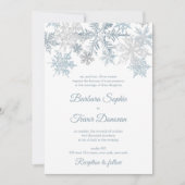 Invitation Silver Blue Snowflakes Noël Mariage d'hiver (Devant)