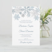 Invitation Silver Blue Snowflakes Noël Mariage d'hiver (Debout devant)