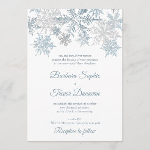 Invitation Silver Blue Snowflakes Noël Mariage d'hiver