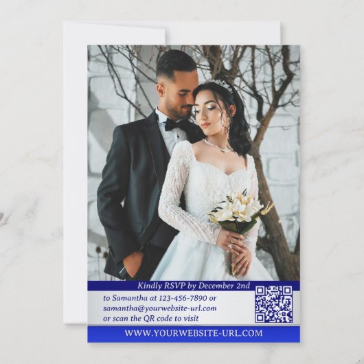 Invitation Silver Blue Striped Happily Ever After Wedding (Dos)