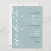 Invitation Silver Blue White Typography Graduation Party (Devant)