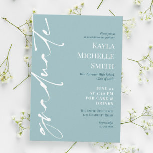 Invitation Silver Blue White Typography Graduation Party