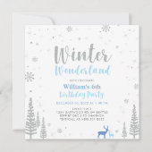 Invitation Silver & Blue Winter Wonderland Boy Birthday Party (Devant)