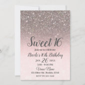 Invitation Silver & Blush Parties scintillant rose étincelle (Devant)