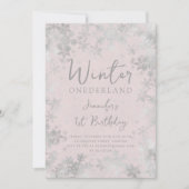 Invitation Silver Blush Winter ONEDERLAND 1er anniversaire (Devant)