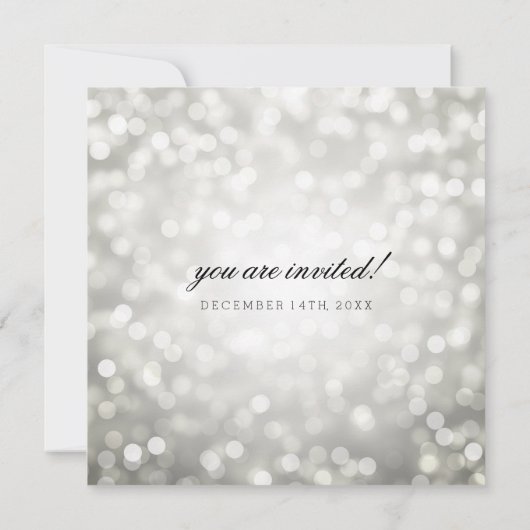 Invitation Silver Bokeh éclaire un mariage élégant (Dos)