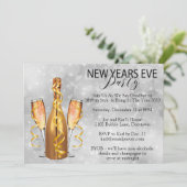 Invitation Silver Bokeh fête la Saint-Sylvestre (Debout devant)
