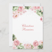 Invitation Silver Bow Sage Pink Coquette Floral Quinceanera (Dos)