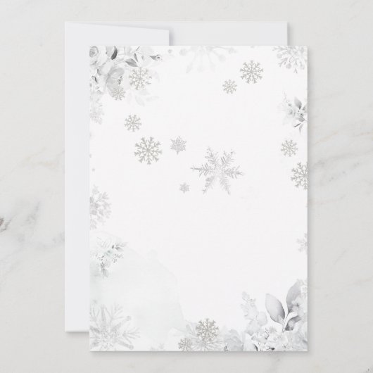Invitation Silver Bow Snow In Love Snowflake 1st Birthday (Dos)