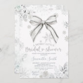 Invitation Silver Bow Winter A Merry Little Bridal Shower (Devant / Derrière)