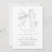Invitation Silver Bow Winter Onederland 1er Anniversaire (Devant)