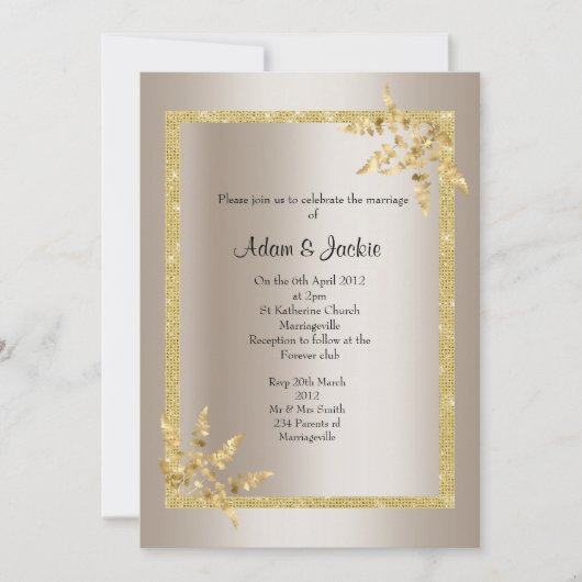 Invitation Silver bronze feuille d'or ELEGANT CLASSY MARIAGE (Devant)
