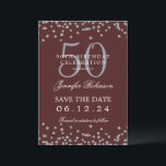 Invitation Silver Burgundy 50th Birthday Save Date & Détails<br><div class="desc">Elégant design "50th Birthday Party" avec faux confettis de parties scintillant & détails texte. Facile à utiliser et facile à personnaliser. Commandez aujourd'hui !</div>