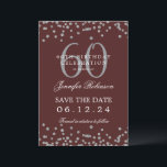 Invitation Silver Burgundy 60th Birthday Save Date Détails<br><div class="desc">Elégant design "60th Birthday Party" avec faux confettis de parties scintillant & détails texte. Facile à utiliser et facile à personnaliser. Commandez aujourd'hui !</div>