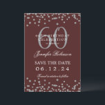 Invitation Silver Burgundy 60th Birthday Save Date Détails<br><div class="desc">Elégant design "60th Birthday Party" avec faux confettis de parties scintillant & détails texte. Facile à utiliser et facile à personnaliser. Commandez aujourd'hui !</div>