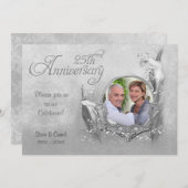 Invitation Silver Calla Lily 25e anniversaire de Mariage (Devant / Derrière)