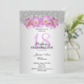 Invitation Silver Classy & Belladonna Lilies 18e anniversaire (Debout devant)