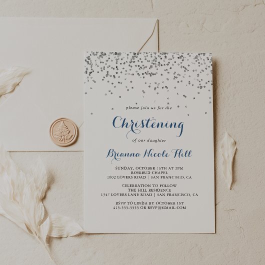 Invitation Silver Confetti Minimaliste Christing