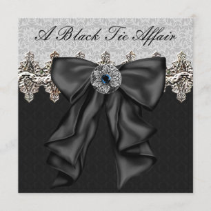 Invitation Silver Damask Black Cravate Formel Corporate Party