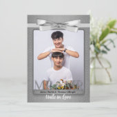 Invitation Silver Damask Gay Two Grooms Mariage photo (Debout devant)