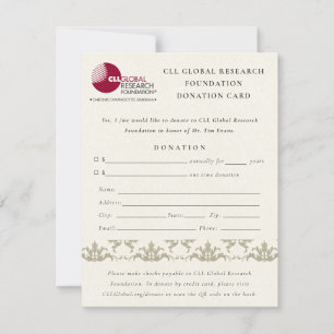 Invitation Silver Damask Séminaire, QR Code Donation