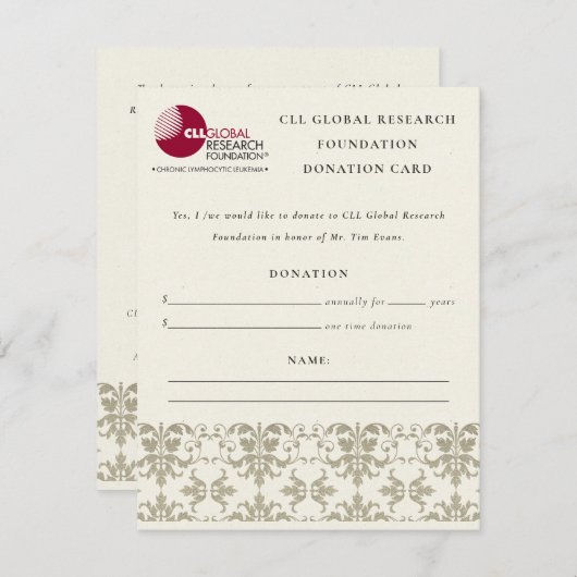 Invitation Silver Damask Séminaire, QR Code Donation (Devant / Derrière)