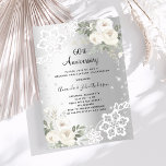 Invitation Silver diamants luxe 60e anniversaire mariage<br><div class="desc">Pour un 60e anniversaire de mariage élégant et romantique. Un arrière - plan faux argenté décoré de fleurs blanches,  de roses,  de faux diamants et de dentelle blanche. Personnalisez et ajoutez vos noms et détails.</div>