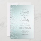 Invitation Silver Diamond Confetti Aqua Ombre Mariage (Devant)