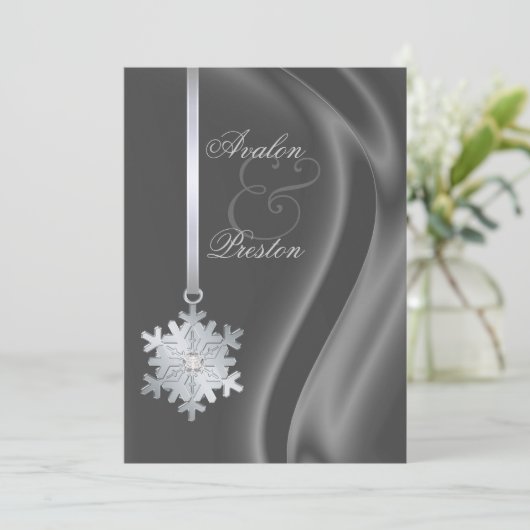 Invitation Silver Diamond Snowflake Silver Silver (Debout devant)