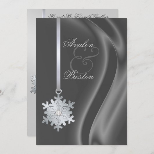 Invitation Silver Diamond Snowflake Silver Silver (Devant / Derrière)