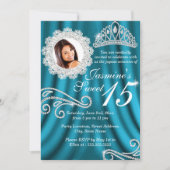 Invitation Silver Diamond Tiara Photo Quinceanera (Devant)