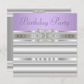 Invitation Silver Diamonds Lavande violet fête d'anniversaire (Devant / Derrière)
