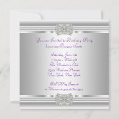 Invitation Silver Diamonds Lavande violet fête d'anniversaire (Dos)