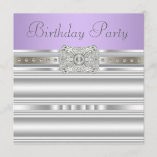 Invitation Silver Diamonds Lavande violet fête d'anniversaire