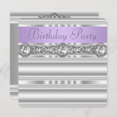 Invitation Silver Diamonds Lavande violet fête d'anniversaire (Devant / Derrière)