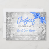 Invitation Silver Diamonds Parties scintillant Bleu Ruban Noë (Devant)