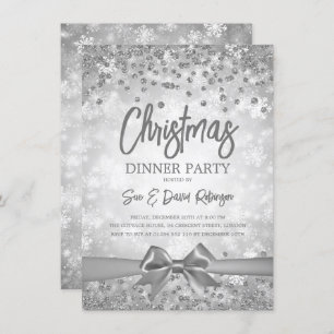 Invitation Silver Diamonds Parties scintillant Ruban Noël