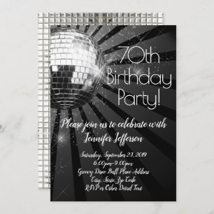 Invitation Silver Disco Ball 70e anniversaire