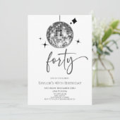 Invitation Silver Disco Ball Quarante fête d'anniversaire (Debout devant)