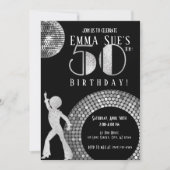 Invitation Silver Disco Ball Studio 54 Party 50e anniversaire (Devant)