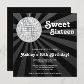 Invitation Silver Disco Ball Sweet 16 Anniversaire (Devant / Derrière)