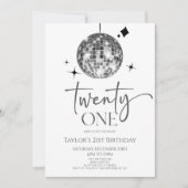 Invitation Silver Disco Ball Vingt et un fête d'anniversaire  (Devant)