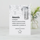 Invitation Silver Disco Balloon 1er anniversaire (Debout devant)