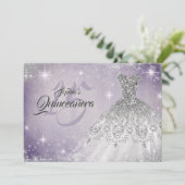 Invitation Silver Doux Violet Dentelle Diamant Gown Quinceane (Debout devant)